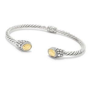 SAMUEL B 18K Gold & Sterling Silver Oval Cable Bangle
